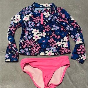 2/$10 Carters Floral Rashguard Tankini Swim Set - 4T
